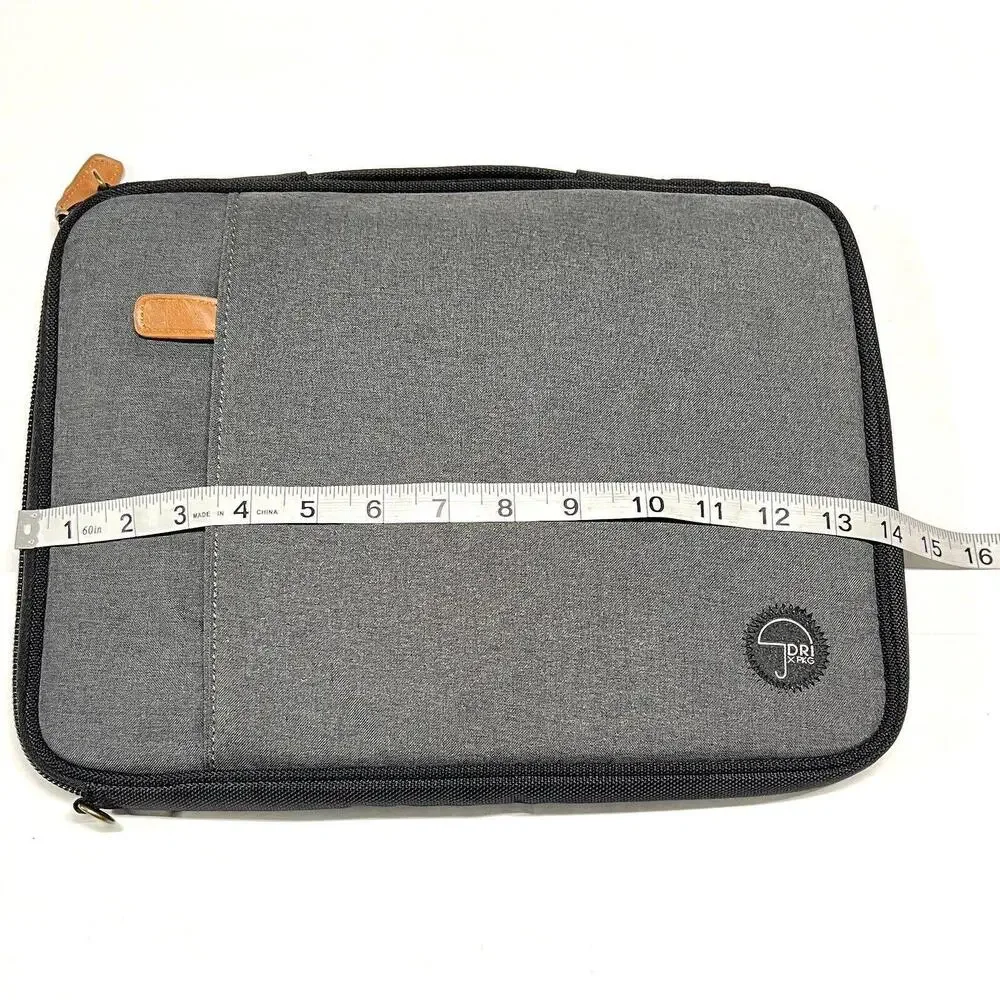 PKG X DRI 13 inch Laptop Sleeve Padded Case Multiple Pockets Zipper Gray 13x9.5